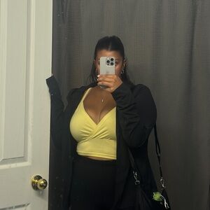 Yellow Spaghetti Strap Crop Top